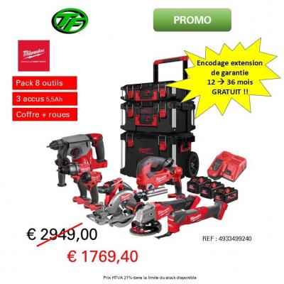 Accu/Pack 8 outils + 3 accus 18V 5,5Ah M18FPP8E-3