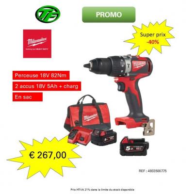 Accu/Perceuse 18V + 2X5AH + SAC MILWAUKEE