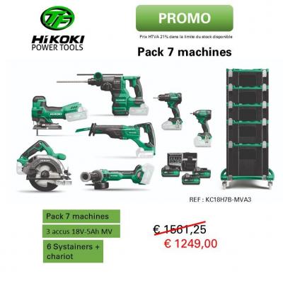 Accu/Pack 7 outils + 3 accus 18v 5Ah + systainers HIKOKI

