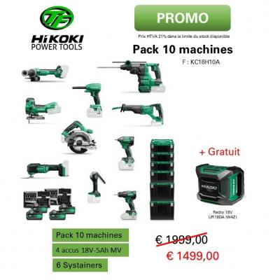 Accu/Pack 10 outils + 3 accus 18v 5Ah + systainers HIKOKI
