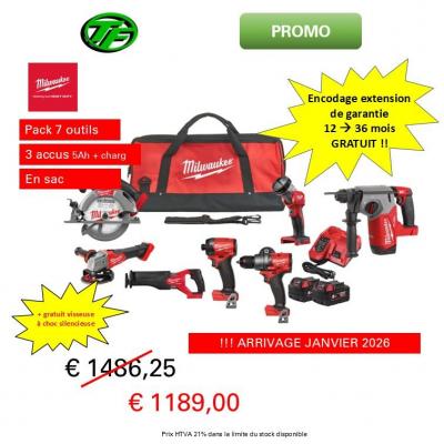 Accu/Pack 7 outils + 3 accus 18V 5Ah EN SAC